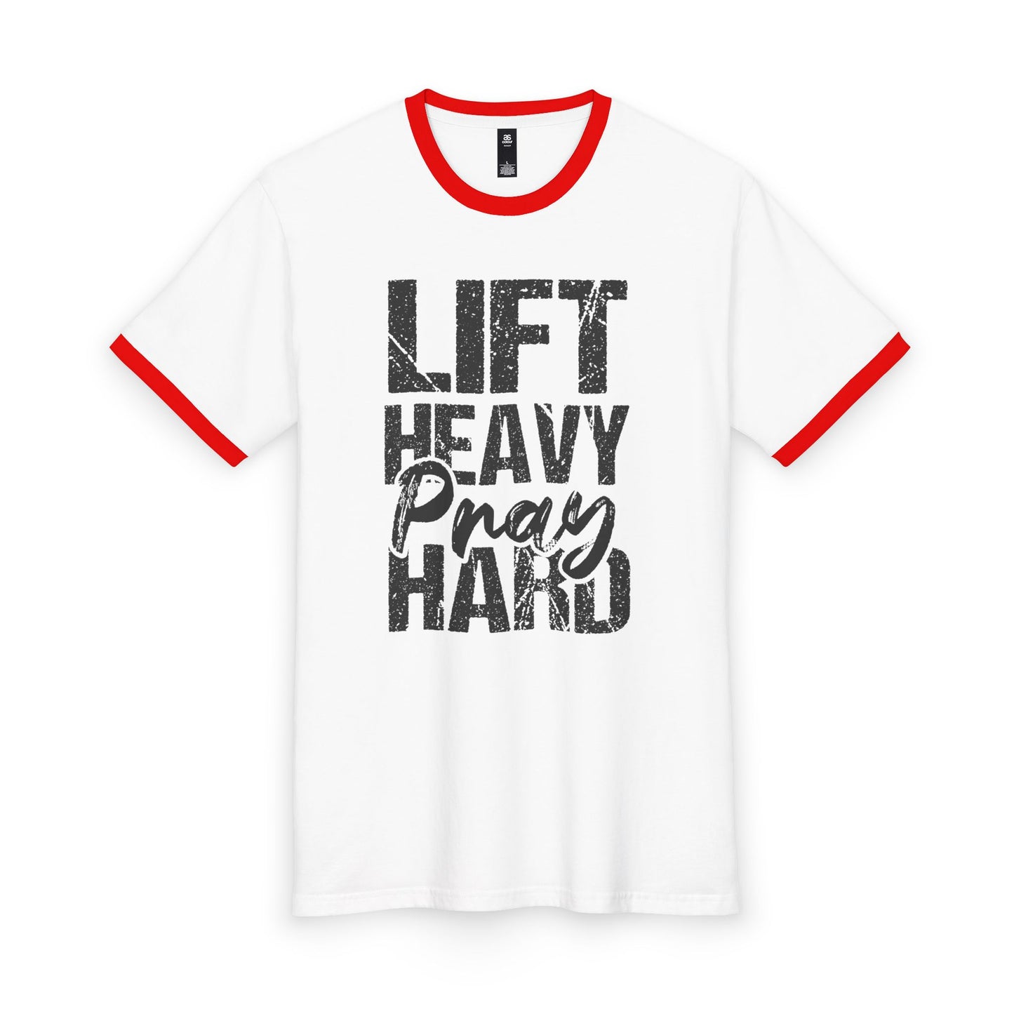 LIFT HEAVY PRAY HARD Ringer Tee