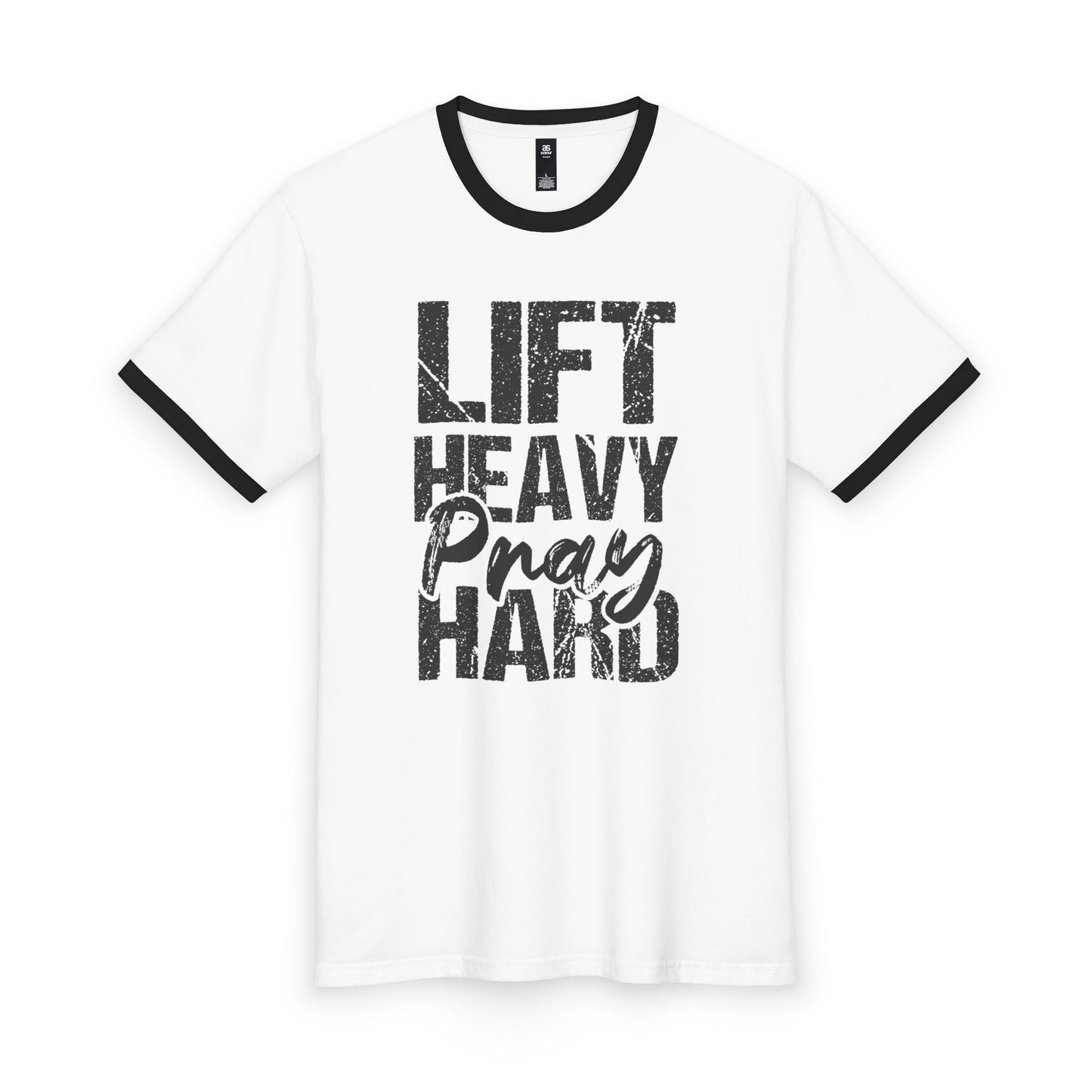 LIFT HEAVY PRAY HARD Ringer Tee